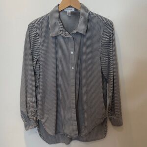 Calvin Klein Black and White Striped Button-Up Shirt